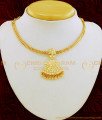 NLC654 - Impon Gold Design White Stone Thick Metal Plated Attigai Necklace for Women 
