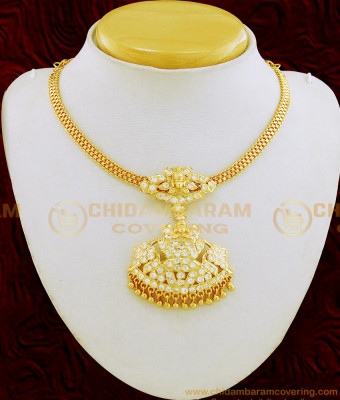 NLC659 - Impon Real Gold Design Lakshmi Design White Stone Guaranteed Impon Attigai for Wedding 