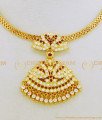 NLC661 - Five Metal Panchaloha Impon Necklace Ad Stone Double Swan Getti Metal Attigai Necklace Online