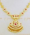 NLC662 - Latest Design Impon Attigai Necklace White and Pink Stone Gold Design Necklace Guaranteed Jewellery