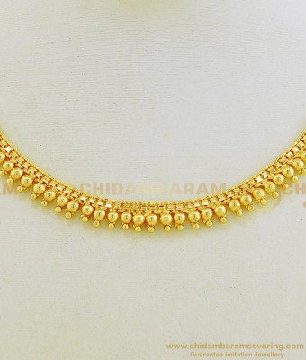 NLC664 - Simple Party Wear One Gram Gold Gold Beads Guarantee Necklace Online