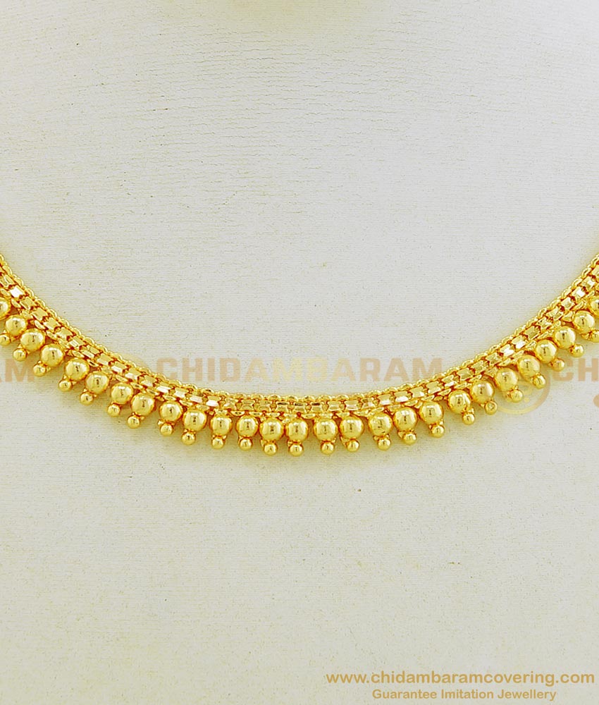 NLC664 - Simple Party Wear One Gram Gold Gold Beads Guarantee Necklace Online