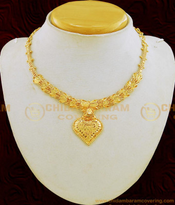 NLC673 - Beautiful Plain Necklace One Gram Gold Guaranteed Necklace for Women 