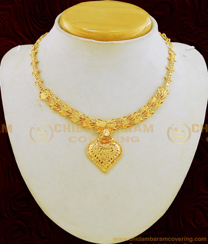 NLC673 - Beautiful Plain Necklace One Gram Gold Guaranteed Necklace for Women 