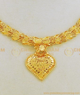 NLC673 - Beautiful Plain Necklace One Gram Gold Guaranteed Necklace for Women 