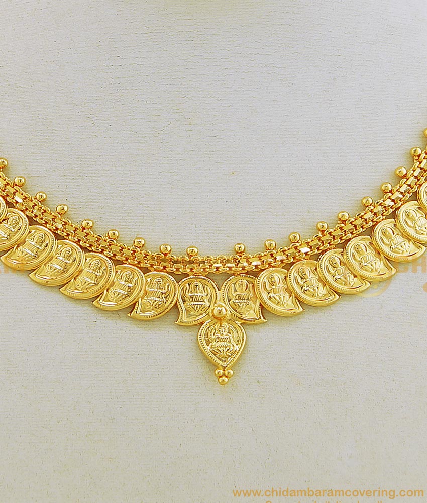 NLC675 - Latest Design Gold Plated Mango Shape Lakshmi Design Necklace Fashion Jewellery 