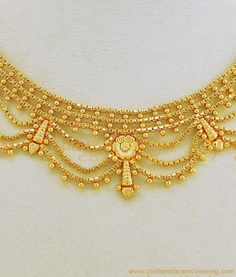 NLC678 - Gold Inspired Latest Light Weight 1 Gram Gold Necklace Design Bridal Jewellery 