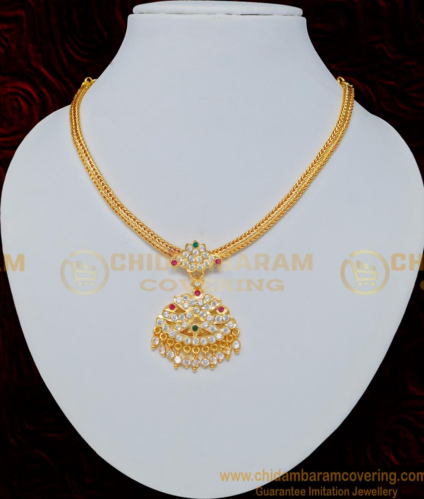 NLC680 - Five Metal One Gram Gold Simple Impon Attigai Necklace 