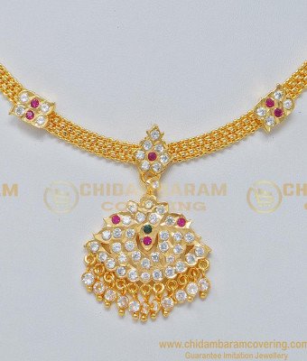 NLC683 - Five Metal Impon Attigai Necklace Design Best Price Online