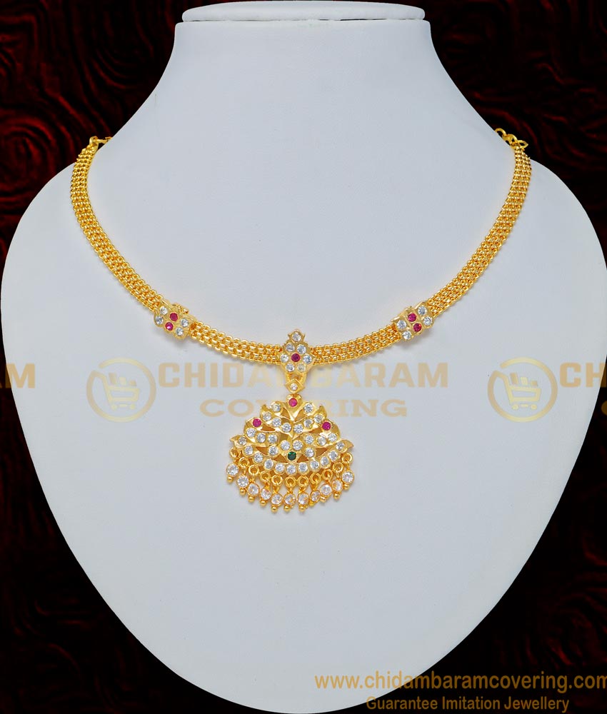 NLC684 - One Gram Gold Impon Panchaloha Necklace Design Buy Online