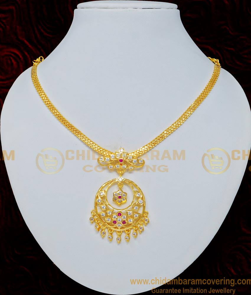 NLC690 - Latest Collection Ad Stone Five Metal Impon Designer Necklace for Ladies 