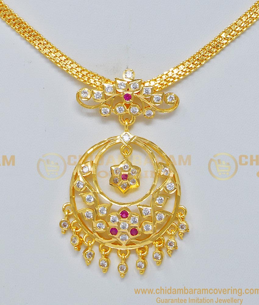 NLC690 - Latest Collection Ad Stone Five Metal Impon Designer Necklace for Ladies 