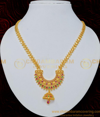 NLC691 - Semi Precious New Model Ad Stone Arch Shape Pendant Necklace Design Online