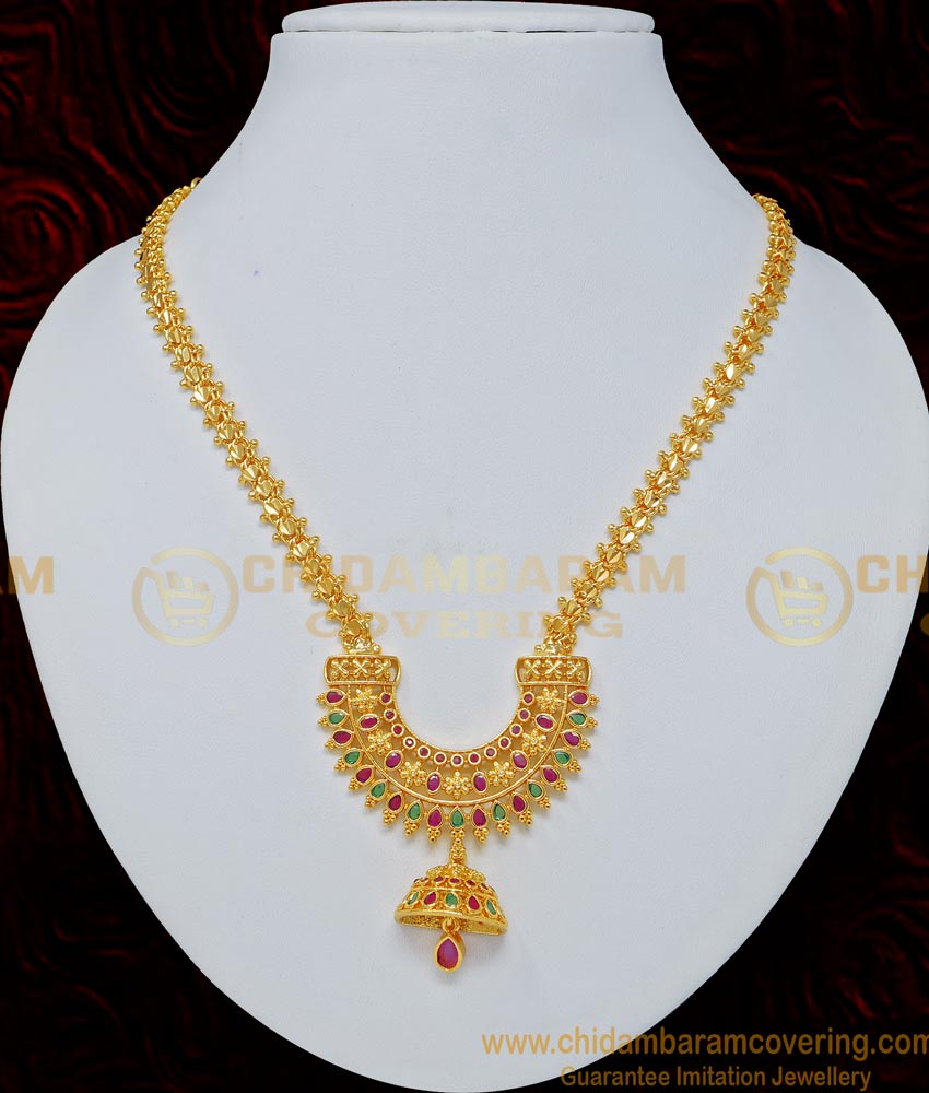 NLC691 - Semi Precious New Model Ad Stone Arch Shape Pendant Necklace Design Online