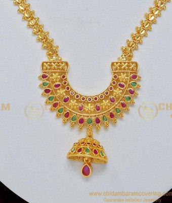 NLC691 - Semi Precious New Model Ad Stone Arch Shape Pendant Necklace Design Online