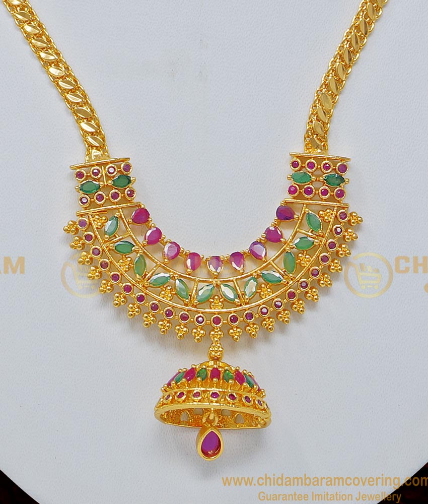 NLC692 - Latest Necklace Design Party Wear Ad Stone Arch Shape Dollar Designer Necklace 