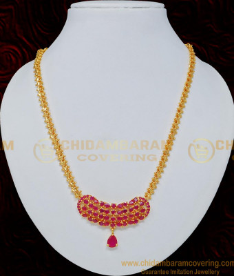 NLC694 - Elegant Look Party Wear 1 Gram Gold Ruby Stone Necklace Design 