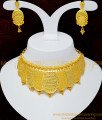 NLC702 - Gold Forming Choker Necklace Light Weight Real Gold Choker Necklace Set for Marriage