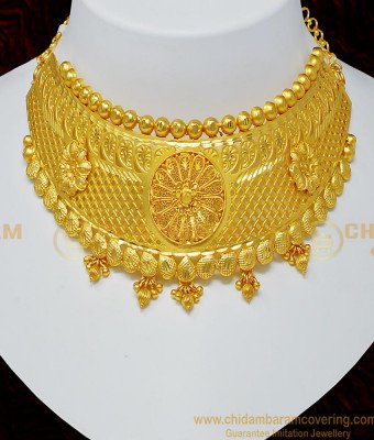 Nlc703 - Bridal Wear Gold Design Gold Forming Choker Necklace with Earring Buy Online