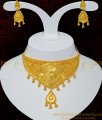 NLC704 - Real Gold Design Gold Plated Medium Size Choker Necklace with Earring Online  