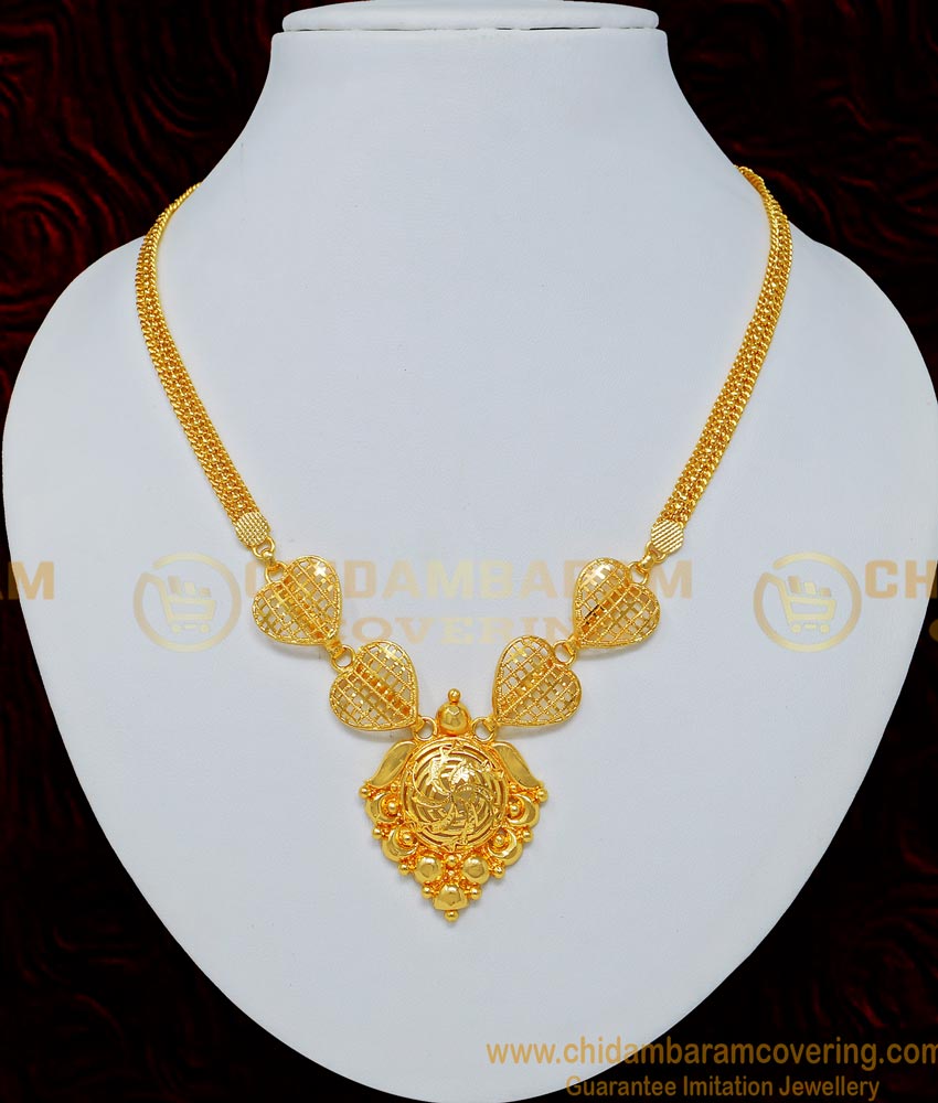 NLC706 - Kerala Light Weight Daily Wear Heart Design Plane Necklace for Women