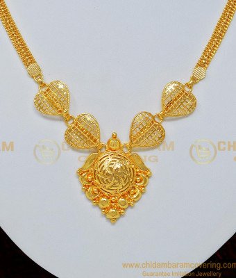 NLC706 - Kerala Light Weight Daily Wear Heart Design Plane Necklace for Women