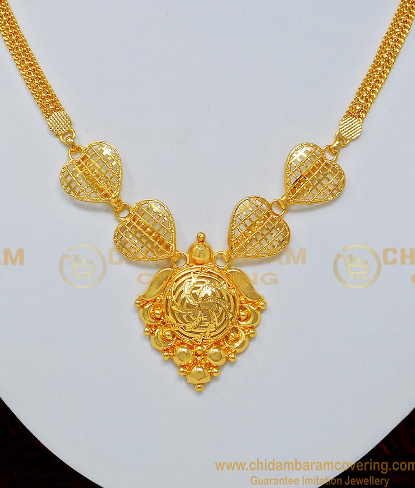 NLC706 - Kerala Light Weight Daily Wear Heart Design Plane Necklace for Women