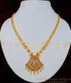 NLC711 - Elegant Kemp Stone Necklace Pure Gold Plated Party Wear Necklace for Women 