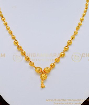 NLC712 - Simple Look Party Wear Gold Beads Necklace Guarantee Necklace Online