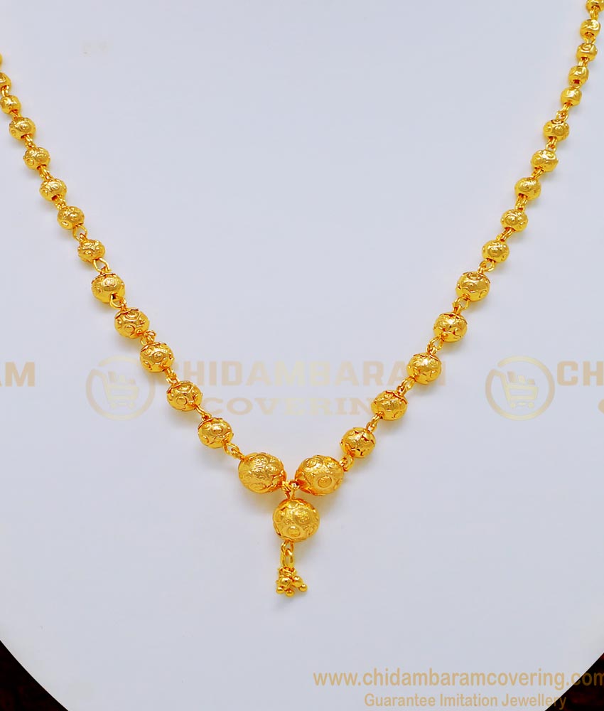 NLC712 - Simple Look Party Wear Gold Beads Necklace Guarantee Necklace Online