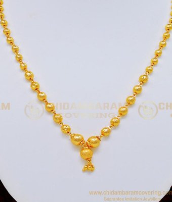 Nlc713 - Gold Plated Single Line Gold Balls Chain Gold Mani Mala Necklace Online Shopping