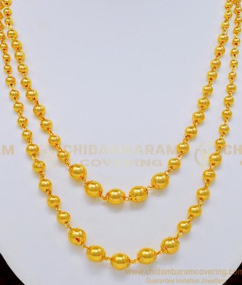 NLC716 - Elegant Design Solid Shiny Golden Balls Double Layer Necklace Designs