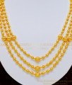 NLC718 - Beautiful 3 Layer Gold Beads Chain Necklace Design One Gram Gold Necklace for Women