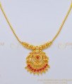 NLC720 - Traditional Gold Design Ruby Stone Small Dollar Necklace Design for Women 