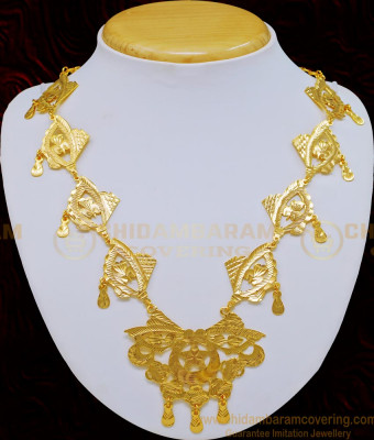 NLC722 - Traditional Gold Look Light Weight Crescent Moon Covering Guarantee Necklace Design for Women