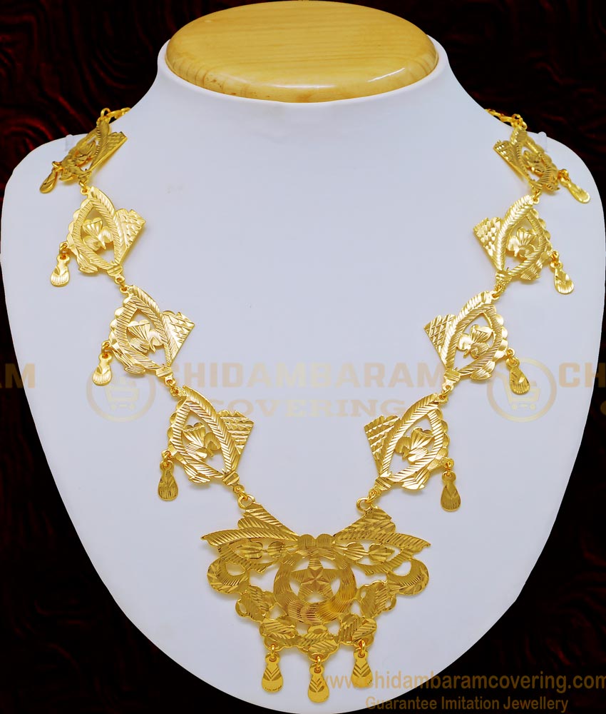 NLC722 - Traditional Gold Look Light Weight Crescent Moon Covering Guarantee Necklace Design for Women