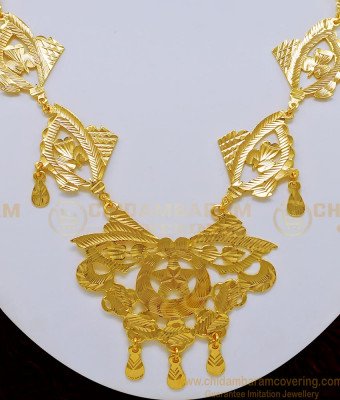 NLC722 - Traditional Gold Look Light Weight Crescent Moon Covering Guarantee Necklace Design for Women