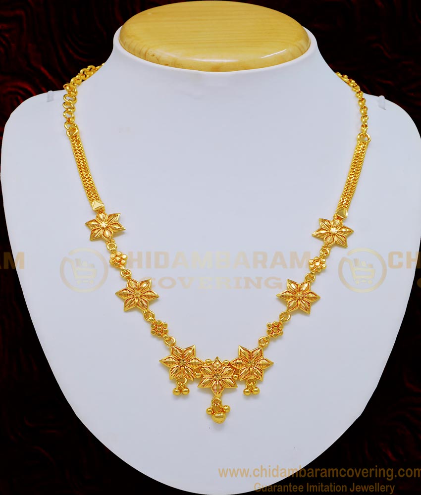 NLC724 - Kerala Light Weight Party Wear Single Flower Design Necklace for Women