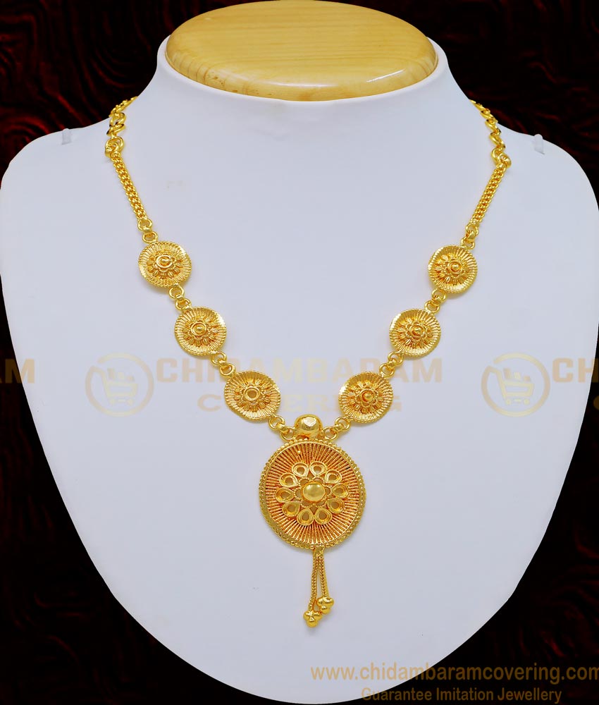 NLC726 - Elegant New Pattern Light Weight Gold Necklace Design for Ladies  