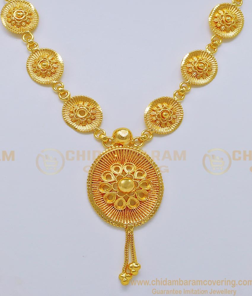 NLC726 - Elegant New Pattern Light Weight Gold Necklace Design for Ladies  