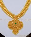 NLC731 - Bridal Wear Pure Gold Plated Gold Design Single Emerald Stone Guaranteed Necklace Buy Online