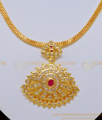 NLC735 - Latest Collection Beautiful Ad Stone Five Metal Impon Designer Necklace for Women 