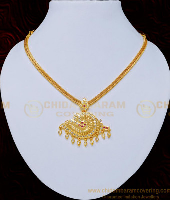 NLC736 - Five Metal Panchaloha Stone Snagu Design Impon Necklace for Women 