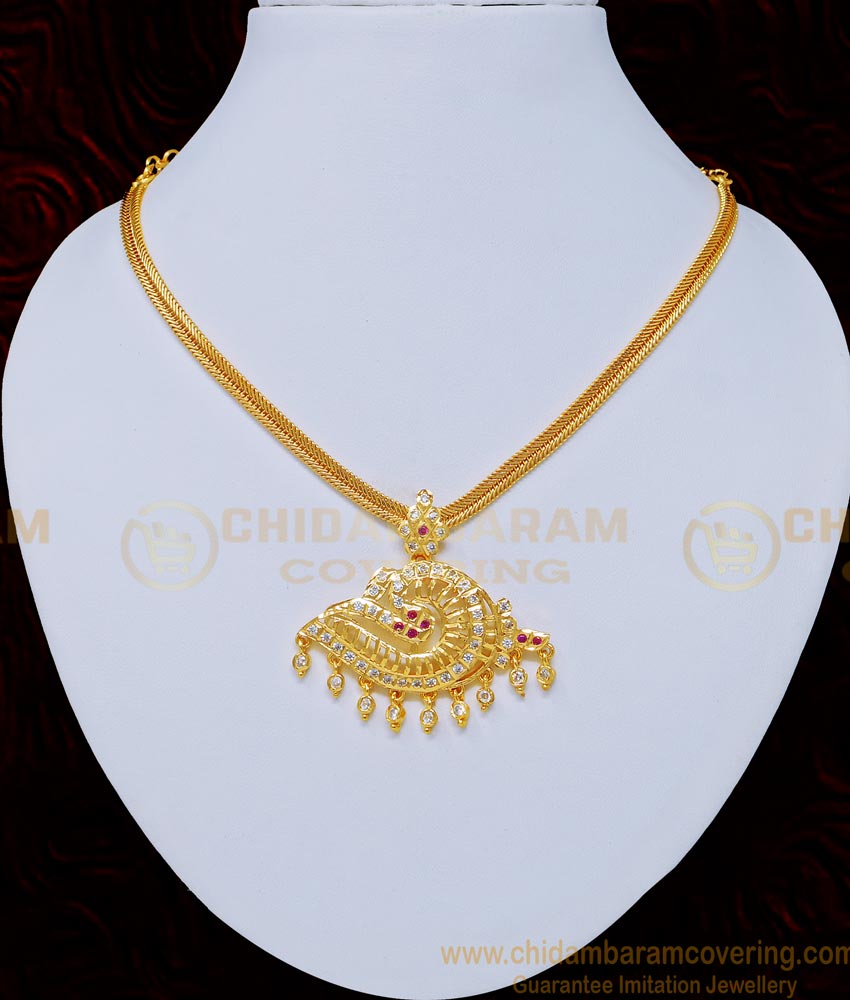 NLC736 - Five Metal Panchaloha Stone Snagu Design Impon Necklace for Women 