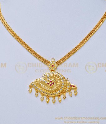 NLC736 - Five Metal Panchaloha Stone Snagu Design Impon Necklace for Women 