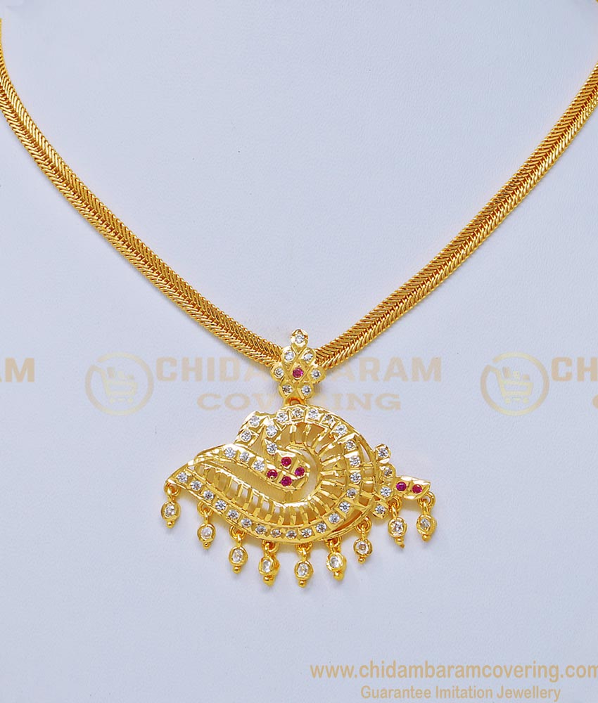 NLC736 - Five Metal Panchaloha Stone Snagu Design Impon Necklace for Women 