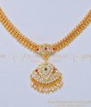 NLC739 - Traditional Impon Attigai White Stone with Mango Design Chain Necklace Impon Jewelry Online  