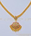 NLC740 - Impon Ruby Emerald Stone One Gram Gold Thick Metal Attigai Necklace for Women