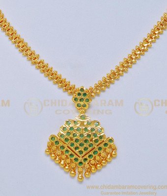 NLC742 - Beautiful Bridal Wear Emerald Stone One Gram Gold Impon Attigai Designs Buy Online