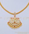 NLC745 - Traditional Impon Stone Double Swan Old Model Attigai Necklace for Women 
